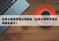 北京小程序开发公司排名（北京小程序开发公司排名前十）